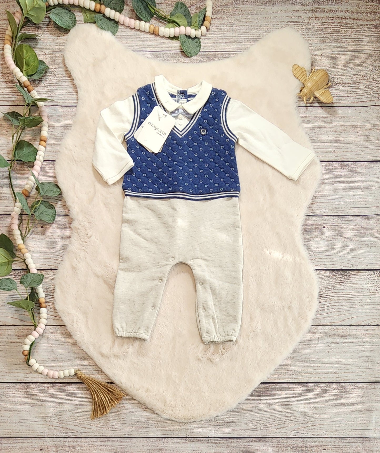 Mayoral Quilt Vest Layered One Piece Set, 6-9 Months